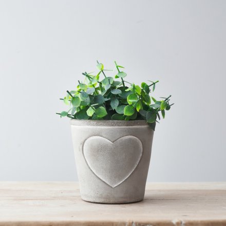 Cement Plant Pot With Heart Outline
