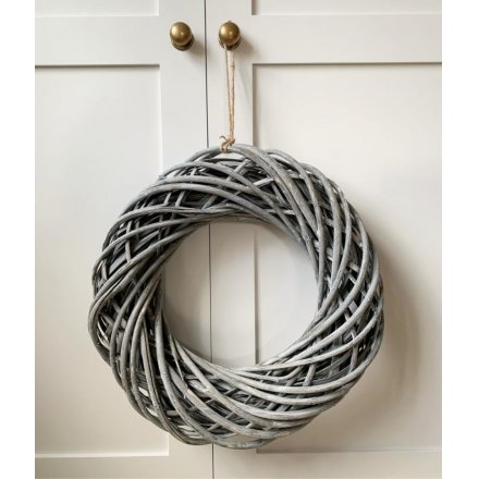Grey Rattan Wreath, 40cm