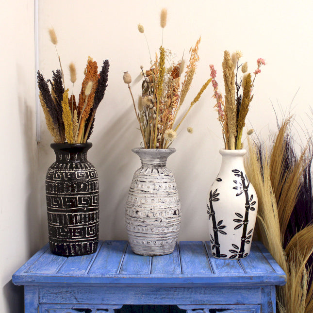 Handmade Balinese Ceramic Vase - Swirls