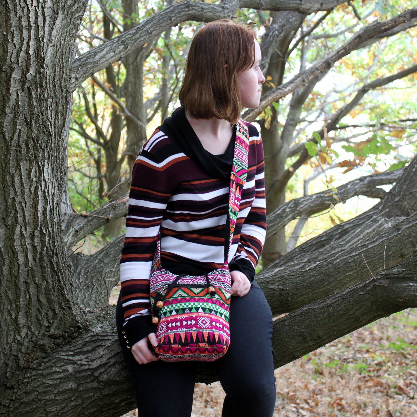 Jacquard Sling Bag - Pink