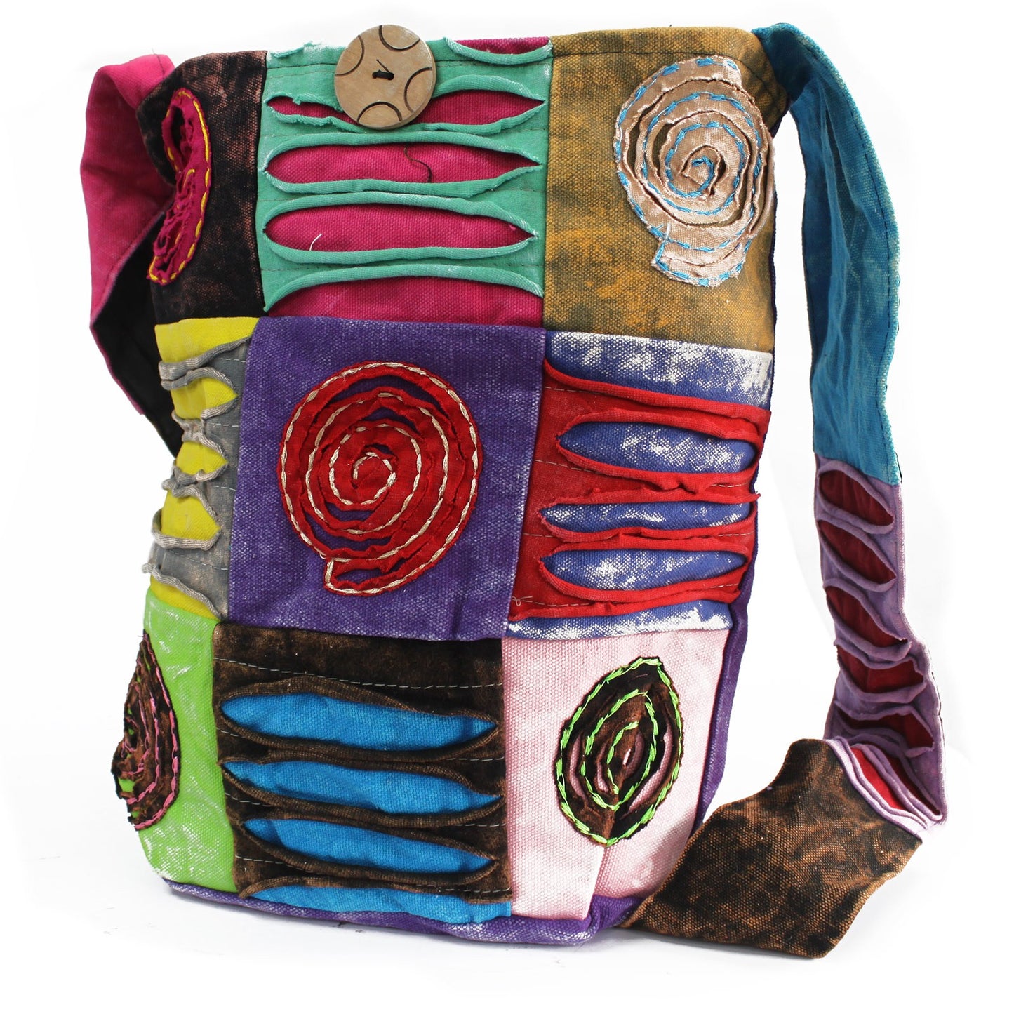 Ethnic Sling Bag - Purple/Spiral