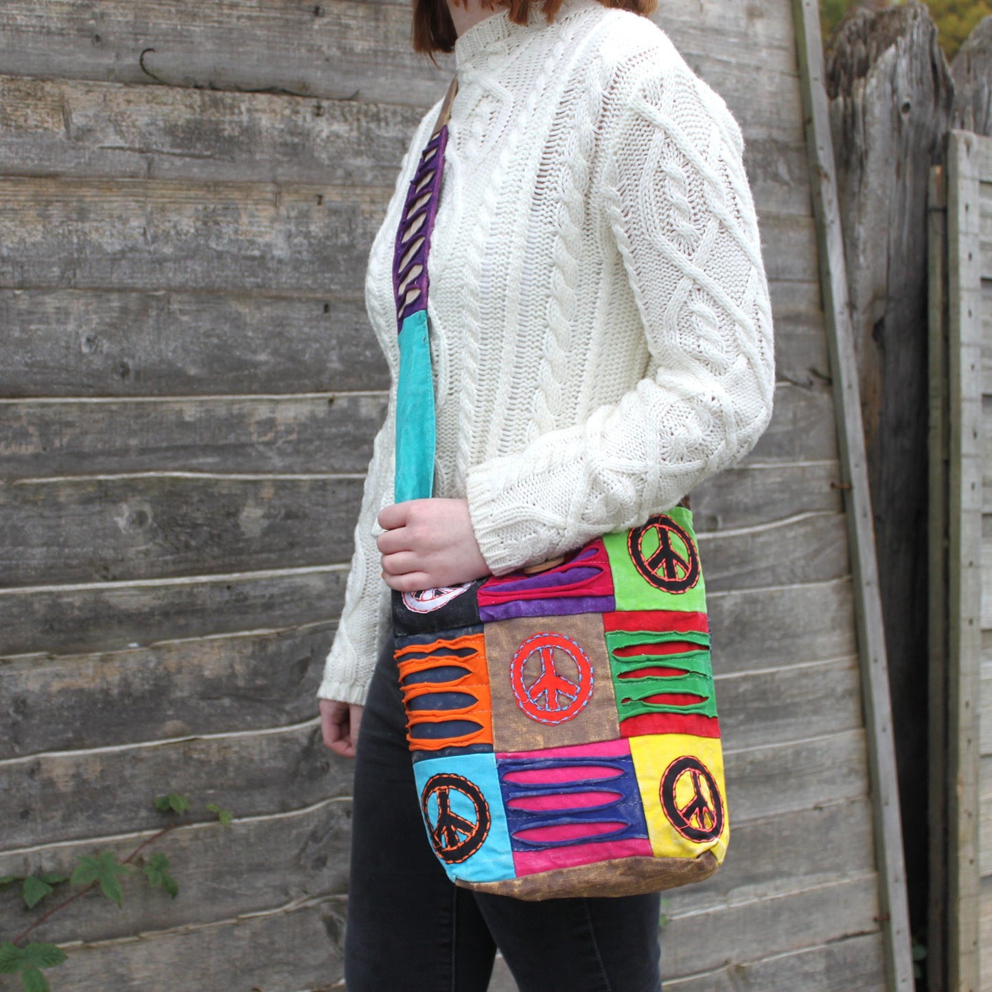 Ethnic Sling Bag - Sand/Peace