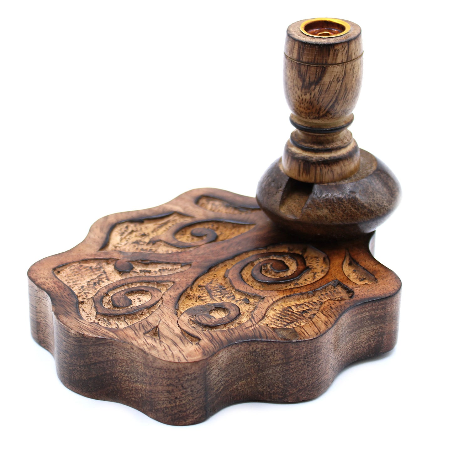 Small Hand Carved Mango Wood Tree Of Life Backflow Incense Burner