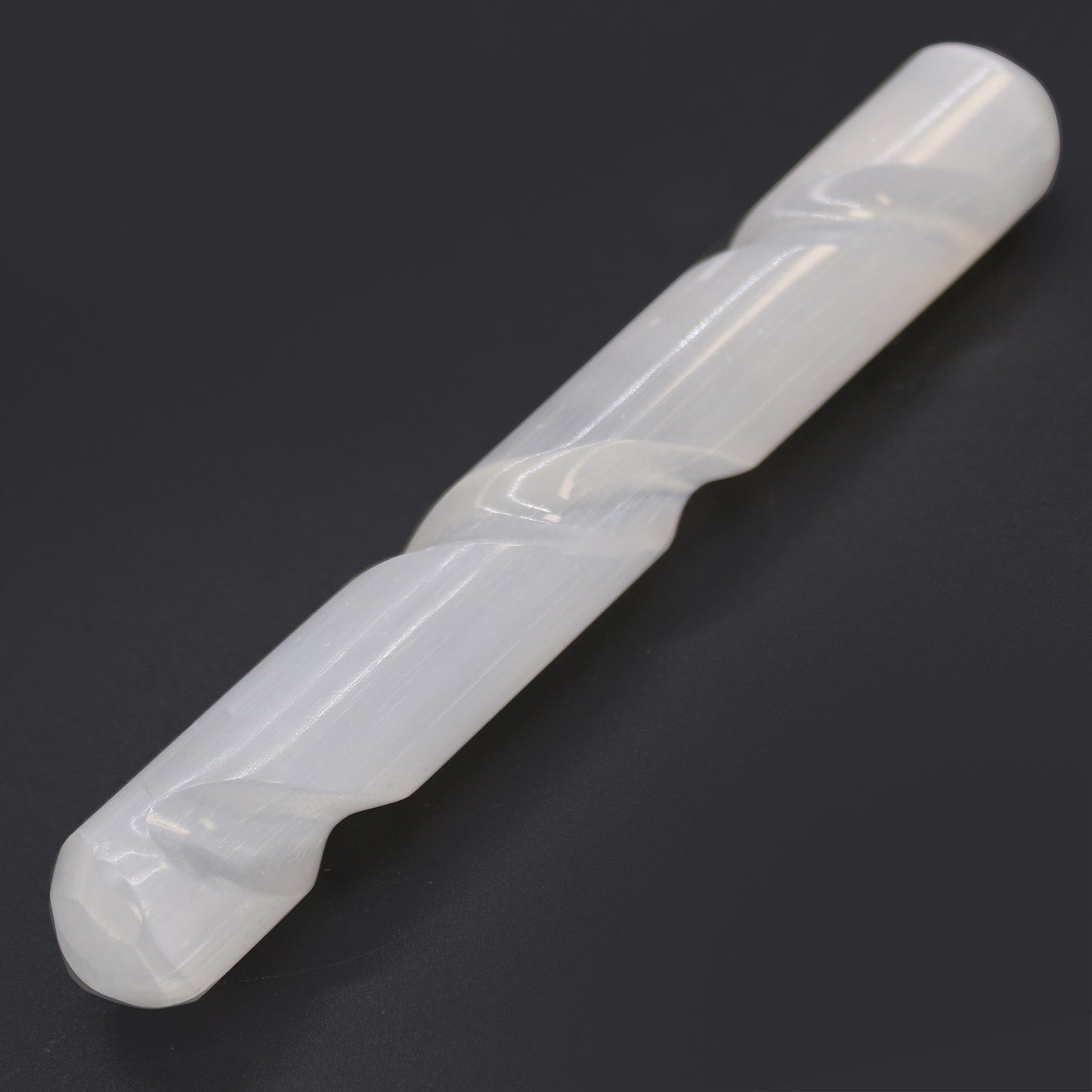 Selenite Spiral Wand 16cm Round Ends