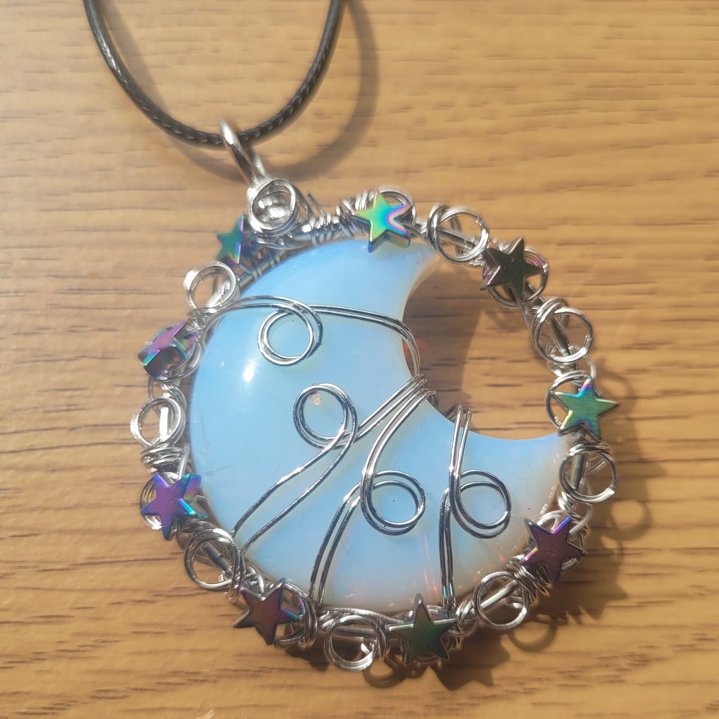 Opalite Moon & Stars Wired Pendant