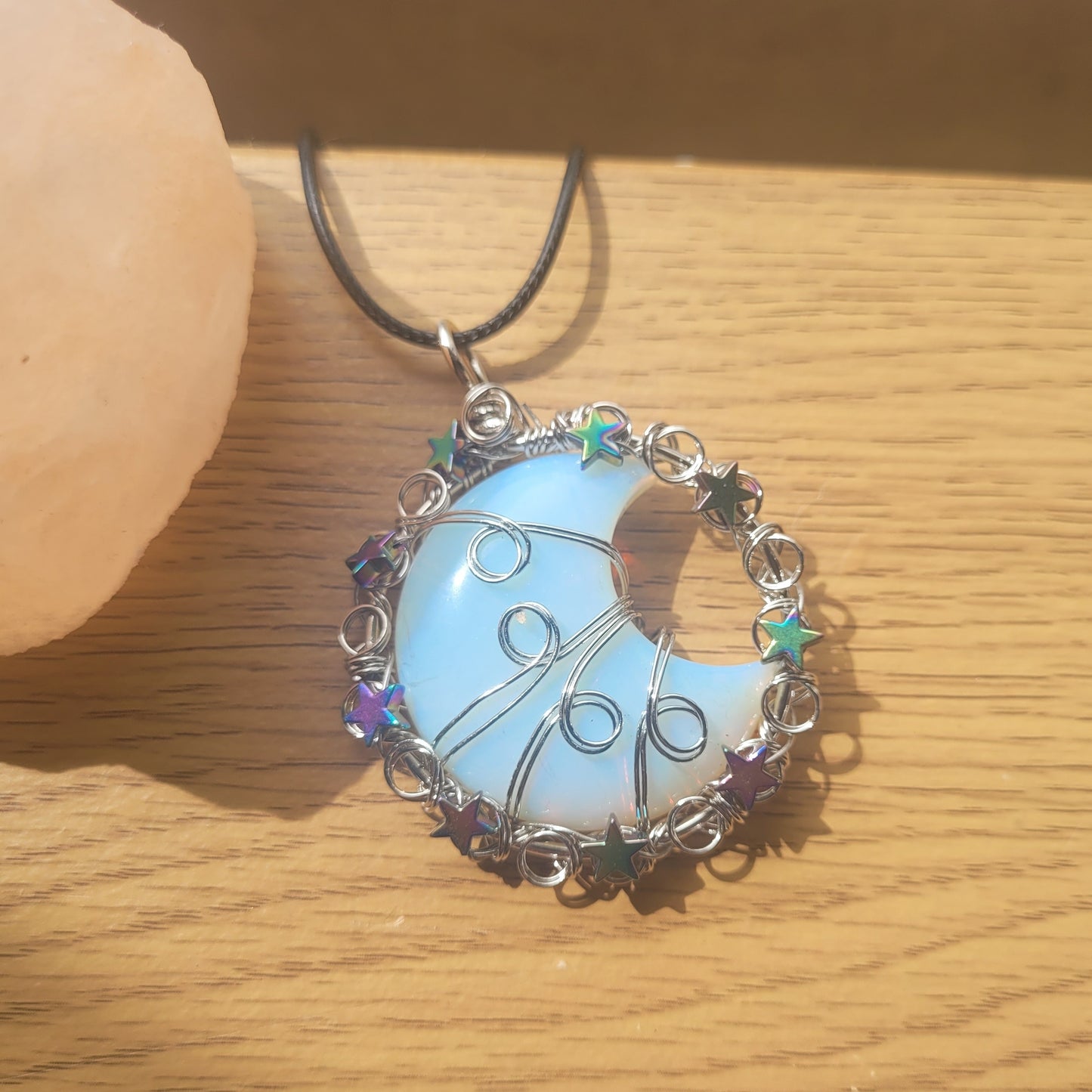 Opalite Moon & Stars Wired Pendant