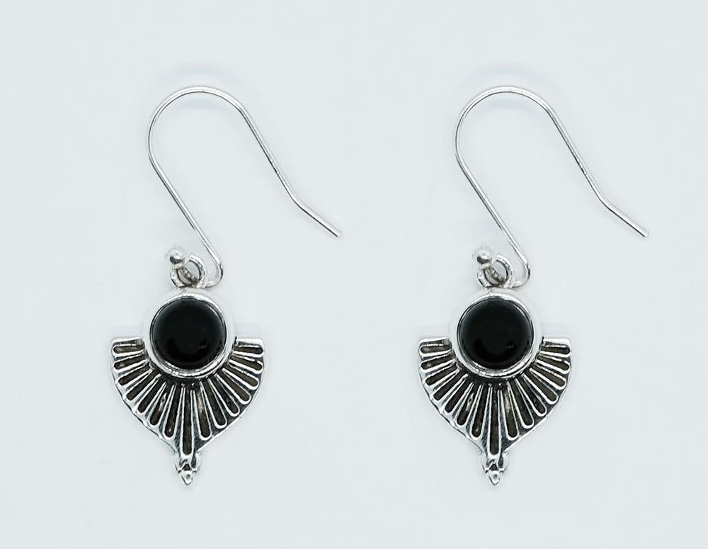 Sterling Silver Pointed Black Onyx Earrings