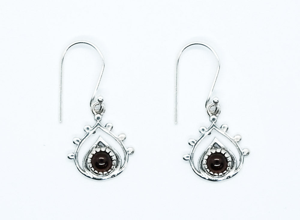 Sterling Silver Pear Shaped Garnet Crystal Earrings