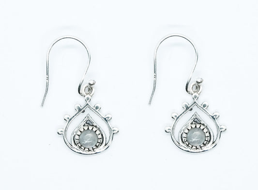 Sterling Silver Pear Shaped Moonstone Crystal Earrings