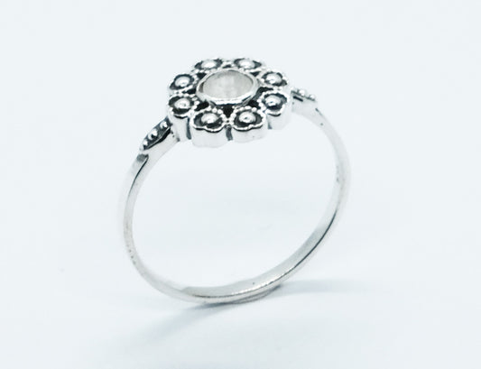 Sterling Silver Flower Moonstone Ring