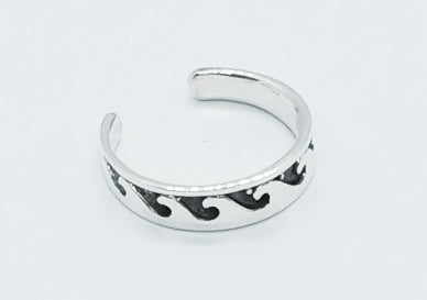 Sterling Silver Waves Toe Ring