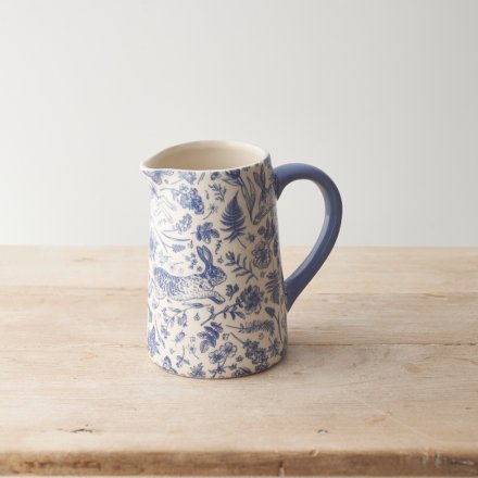 Blue Hare Floral Jug