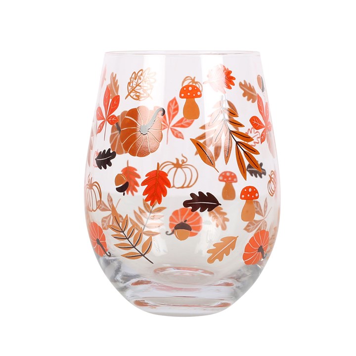 Autumn Leaves And Pumpkins Glass