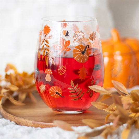 Autumn Leaves And Pumpkins Glass