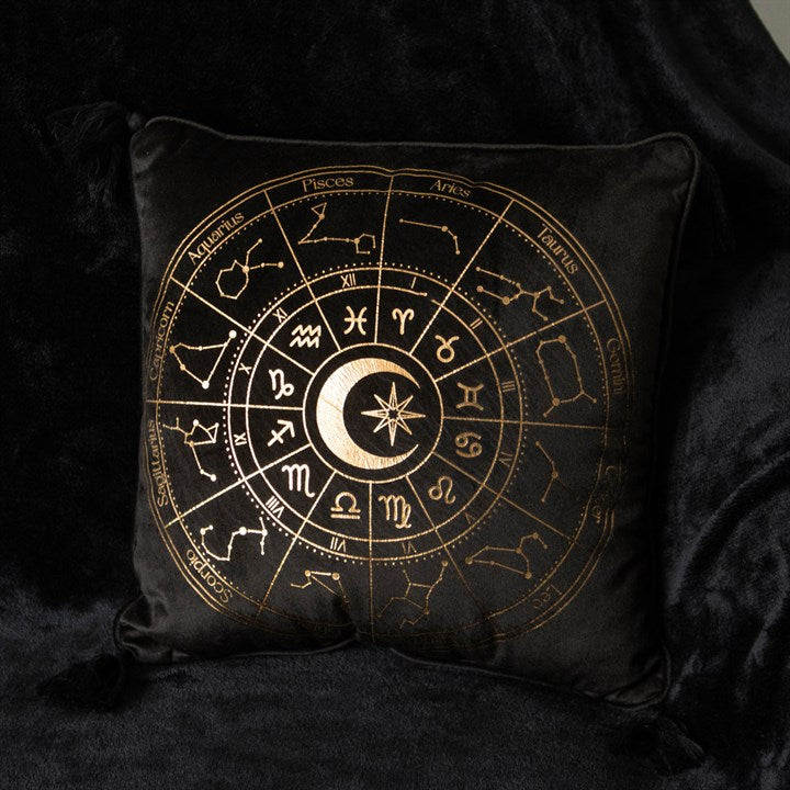 Astrology Wheel Cushion 35cm Black