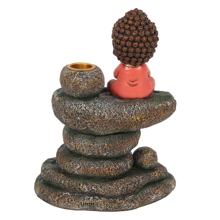 Red Buddha And Rock Pound Backflow Incense Burner