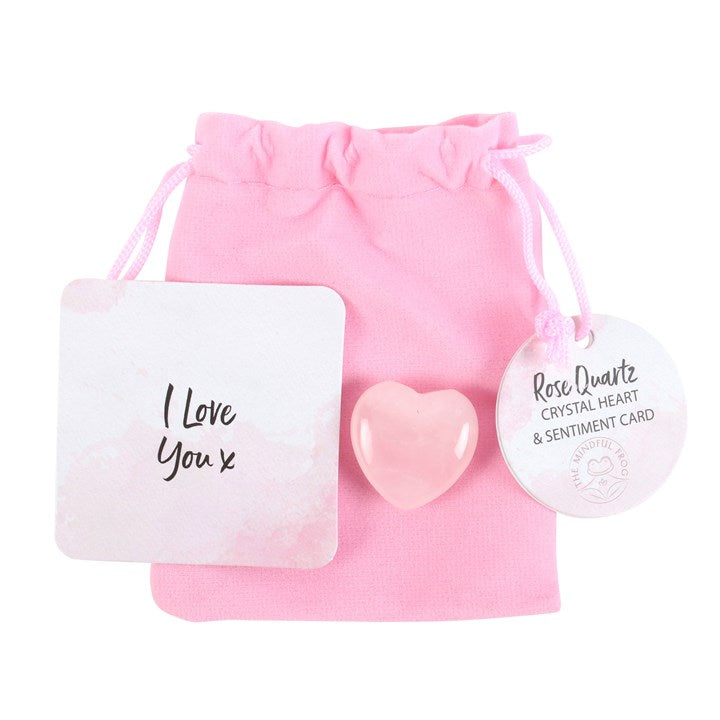 I Love You Rose Quartz Crystal Heart In Gift Bag