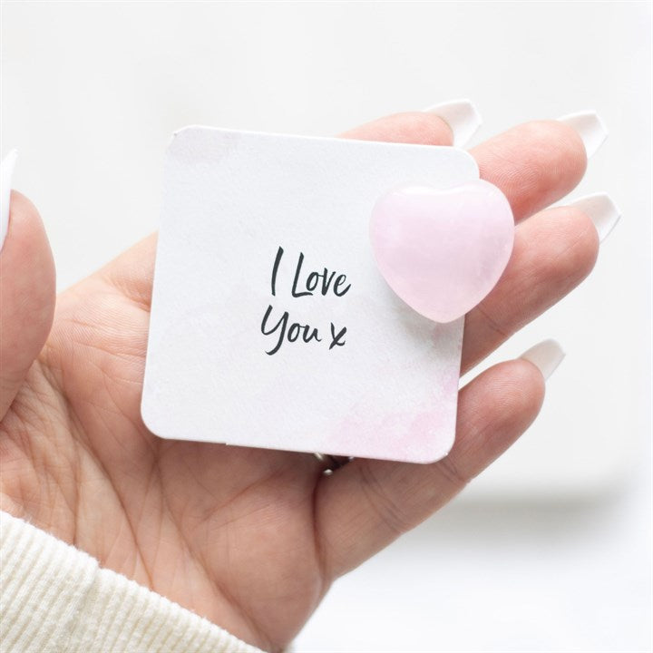 I Love You Rose Quartz Crystal Heart In Gift Bag