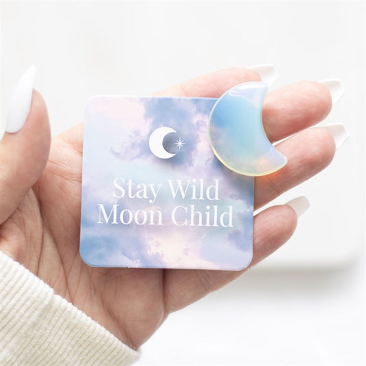 Stay Wild Moonstone Crystal Moon Set