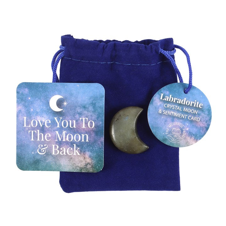 Love You To The Moon Labradorite Crystal Moon Set