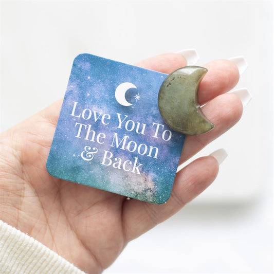 Love You To The Moon Labradorite Crystal Moon Set