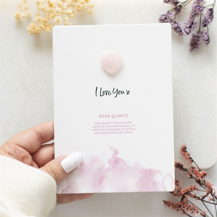 I Love You Rose Quartz Crystal Greeting Card