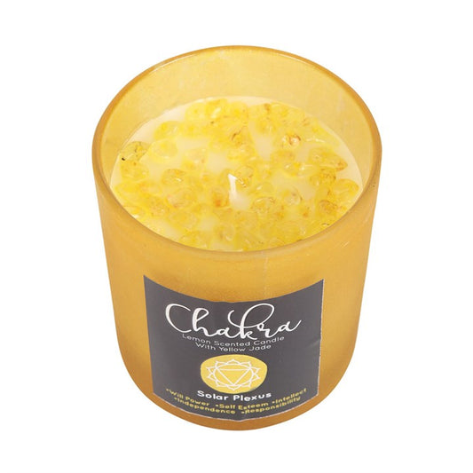 Solar Plexus Lemon Crystal Chip Candle