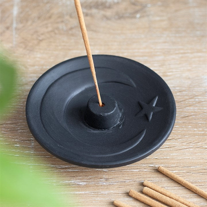 Crescent Moon Terracotta Incense Holder