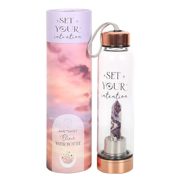 Amethyst Set Your Intentions Glass Water Bottle