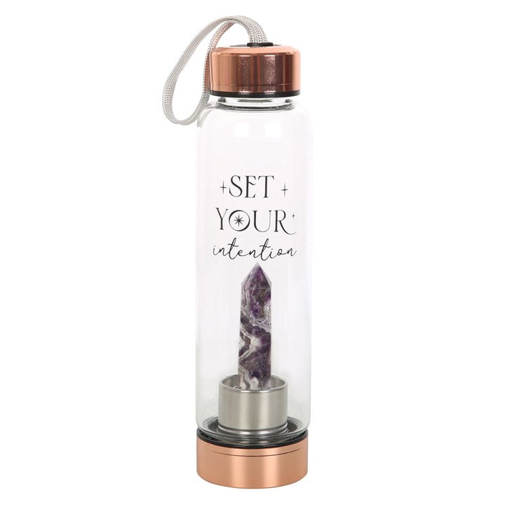 Amethyst Set Your Intentions Glass Water Bottle