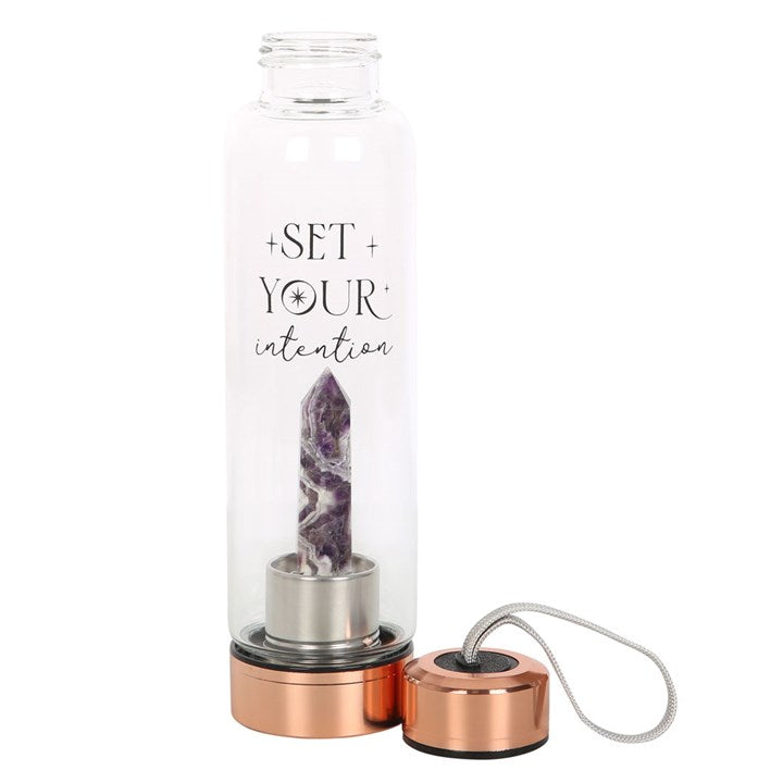 Amethyst Set Your Intentions Glass Water Bottle