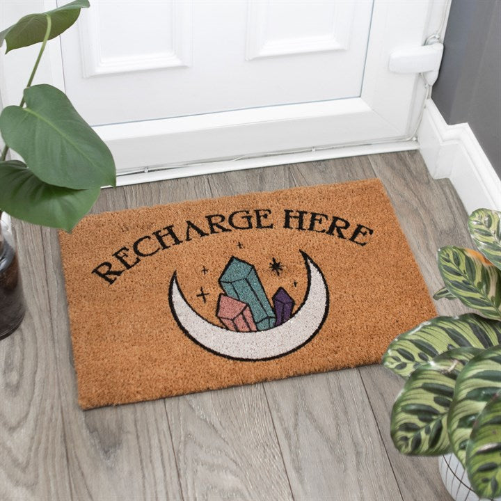 Recharge Here Crystal Design Door Mat