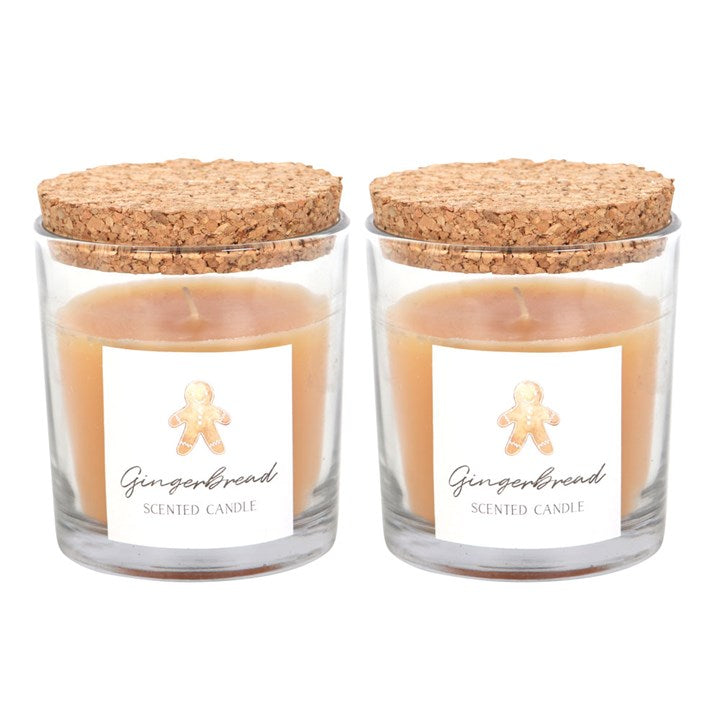 Set Of 2 Cork Lidded Gingerbread Candles