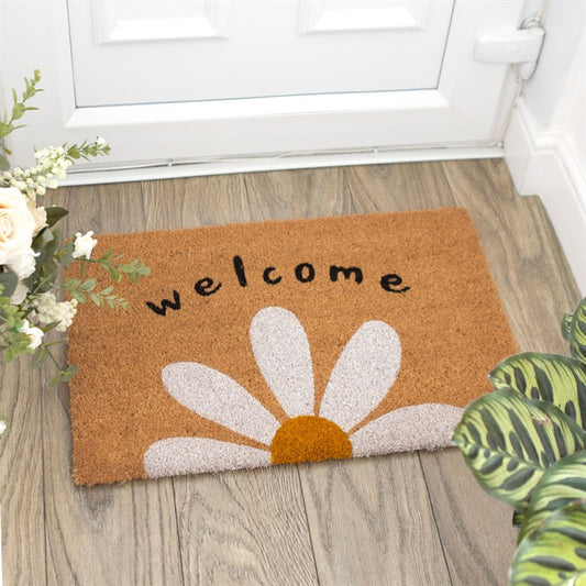 Natural Welcome Daisy Doormat