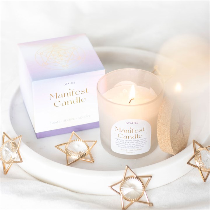 Opalite, Lavender & Patchouli Manifestation Candle