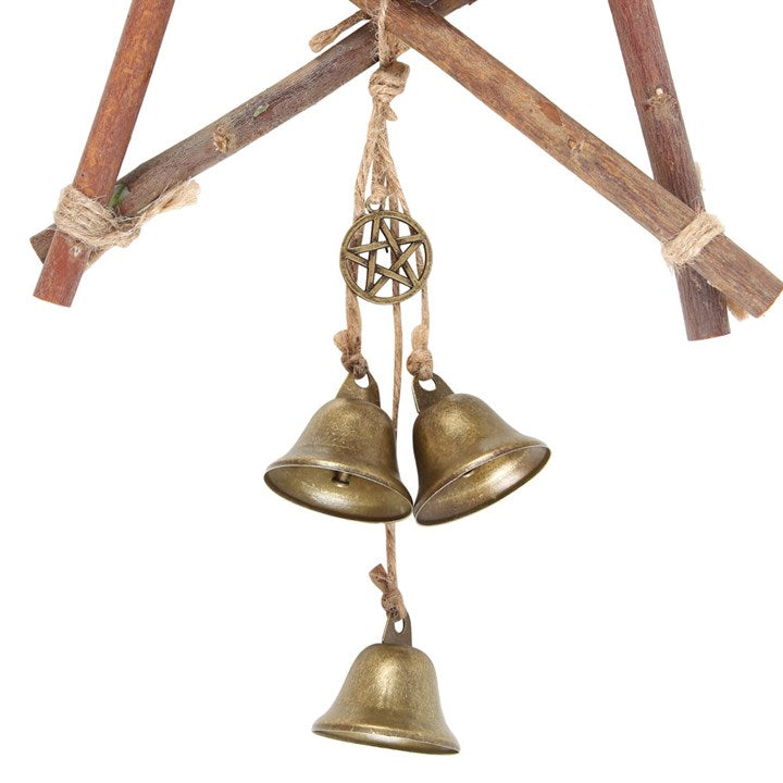 Witches Welcome Willow Pentagram Star Sign With Bells