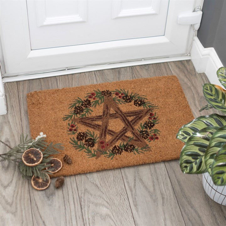 Winter Solstice Pentagram Door Mat