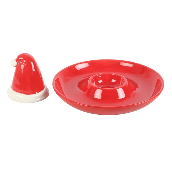 Red Santa Hat Chip & Dip Serving Dish