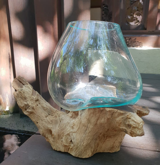 Molten Glass On Wood, Large Bowl