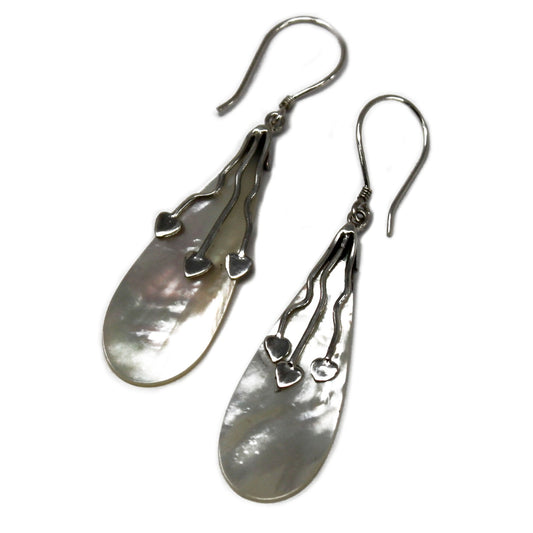 Sterling Silver And Shell Earrings - 3 Hearts