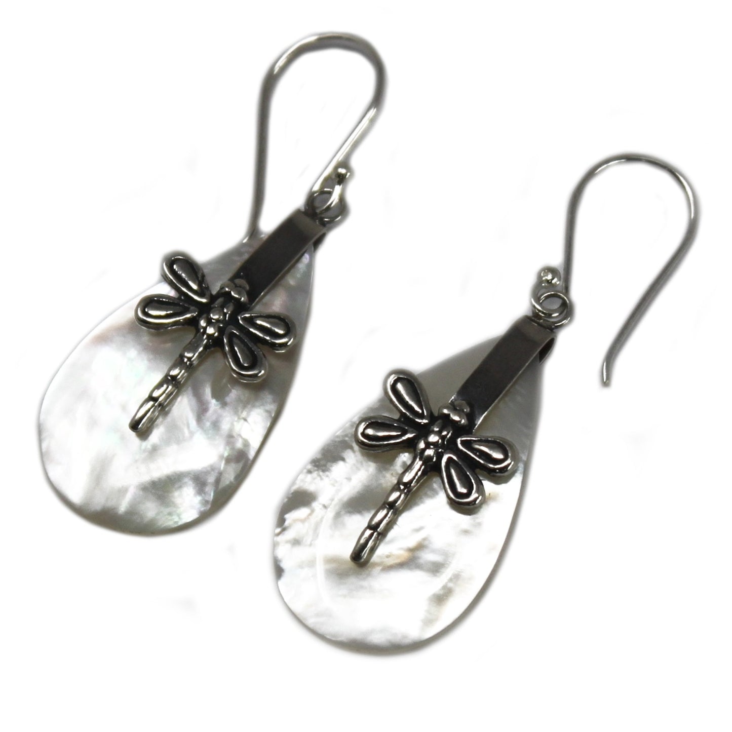 Dragonfly Shell snd Sterling Silver Earrings