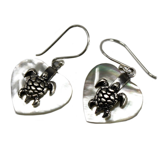 Sterling Silver And Shell Earrings - Sea Turtle