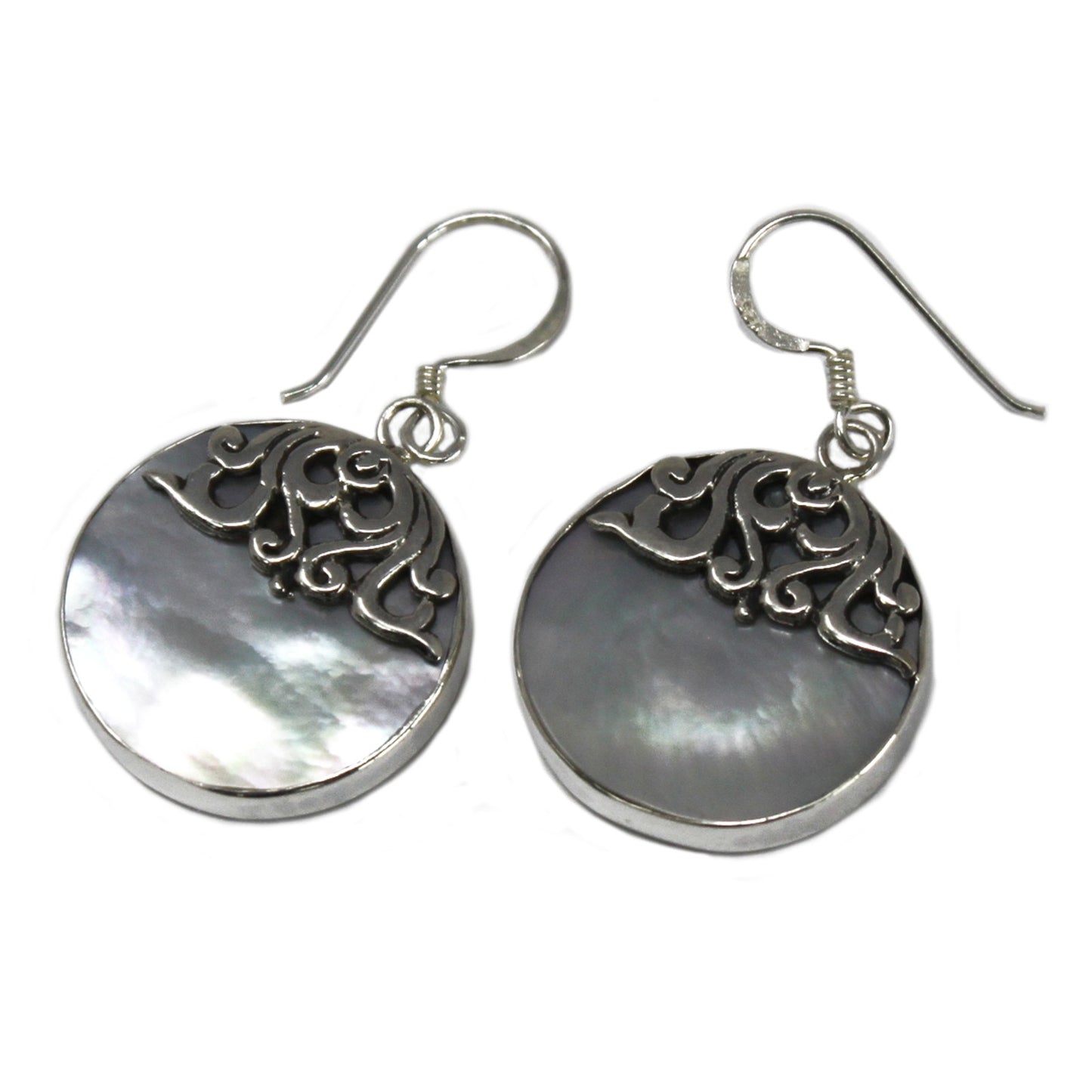 Sterling Silver And Shell Earrings - Classic Disc