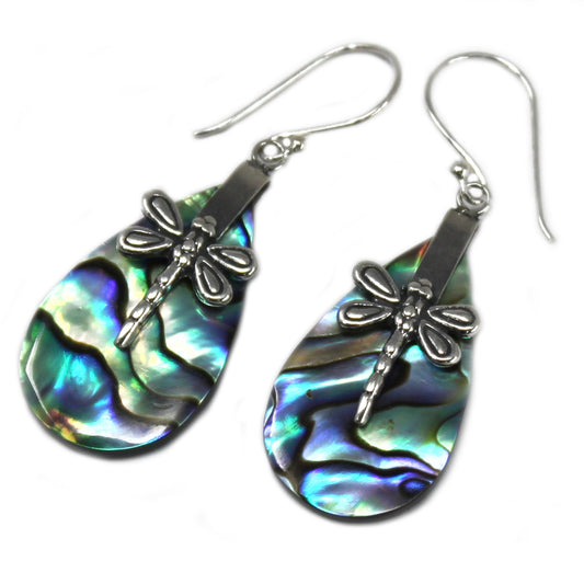 Dragonfly Abalone Shell and Sterling Silver Earrings