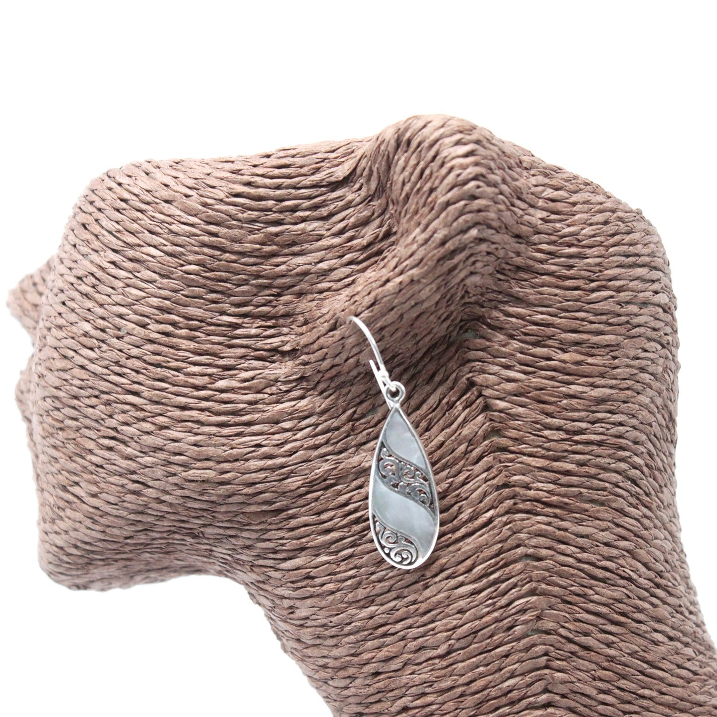 Teardrop Shell and Sterling Silver Earrings