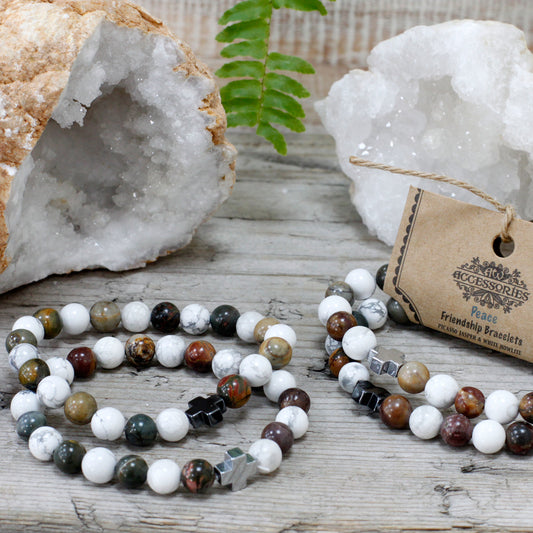 Picasso Jasper & White Howlite Peace Crystal Bracelet