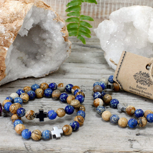 Sodalite & Picture Stone Jasper Support Crystal Power Bracelet