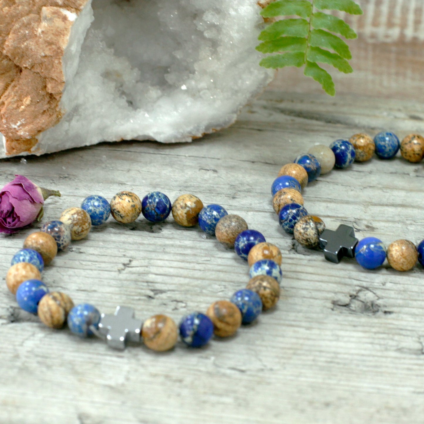 Sodalite & Picture Stone Jasper Support Crystal Power Bracelet