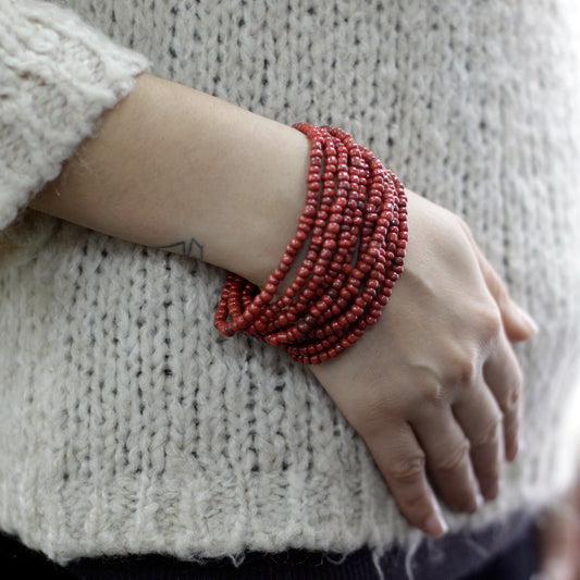 Coconut Multi Bead Bracelet - Red