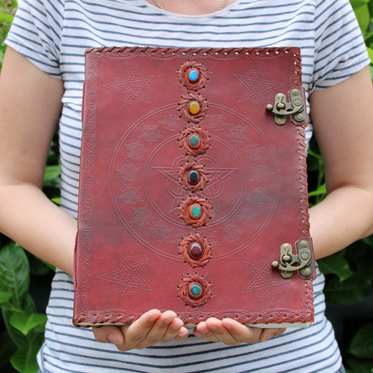 Large 7 Chakra Leather Journal